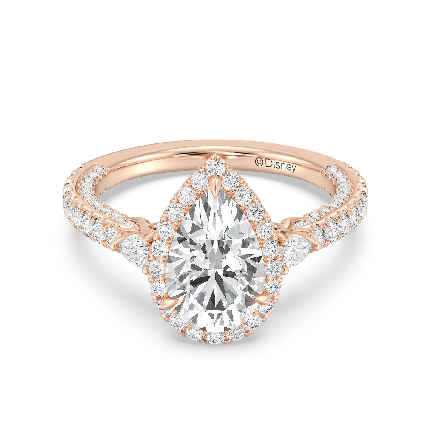 Enchanted Star Lab Grown Diamond And 14K Disney Princess Jasmine Three Stone Halo Engagement Ring