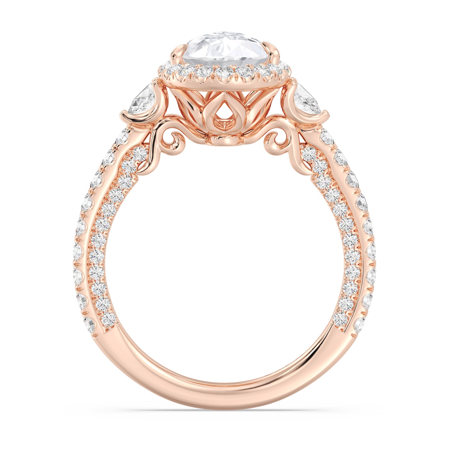 Enchanted Star Lab Grown Diamond And 14K Disney Princess Jasmine Three Stone Halo Engagement Ring