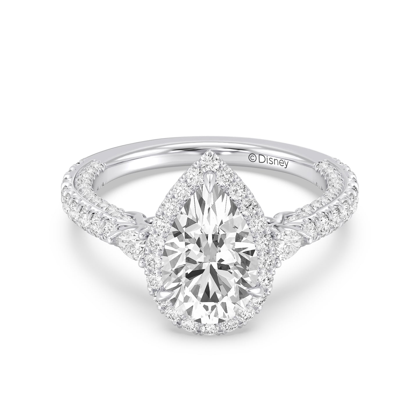 Enchanted Star Lab Grown Diamond And 14K Disney Princess Jasmine Three Stone Halo Engagement Ring
