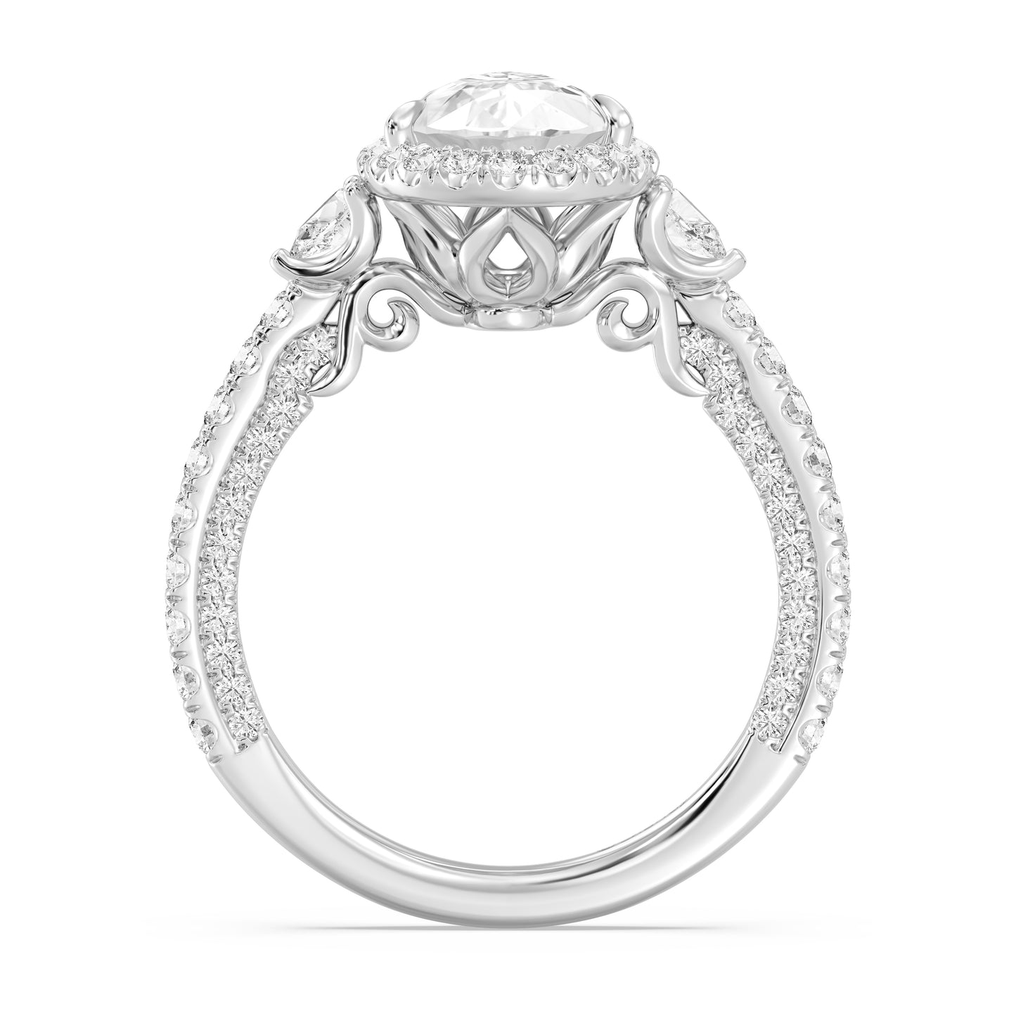 Enchanted Star Lab Grown Diamond And 14K Disney Princess Jasmine Three Stone Halo Engagement Ring