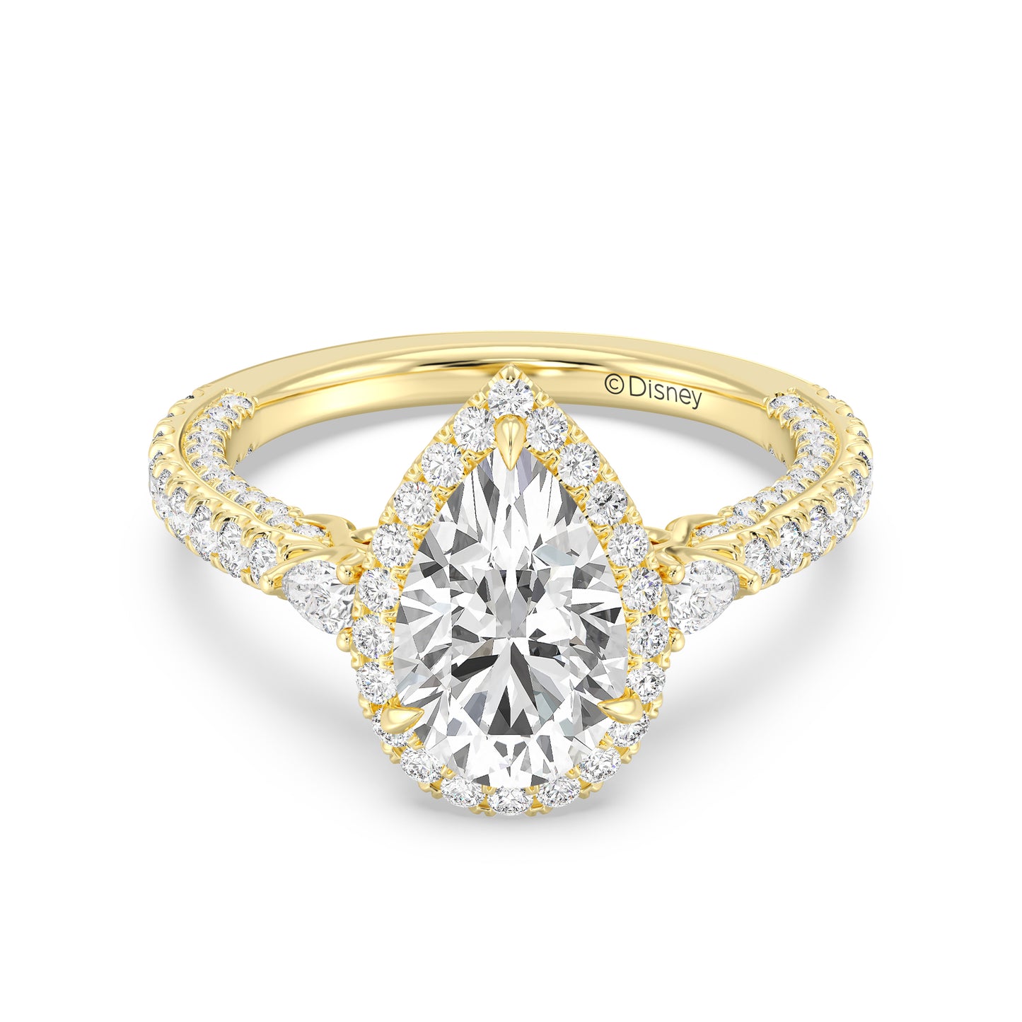 Enchanted Star Lab Grown Diamond And 14K Disney Princess Jasmine Three Stone Halo Engagement Ring
