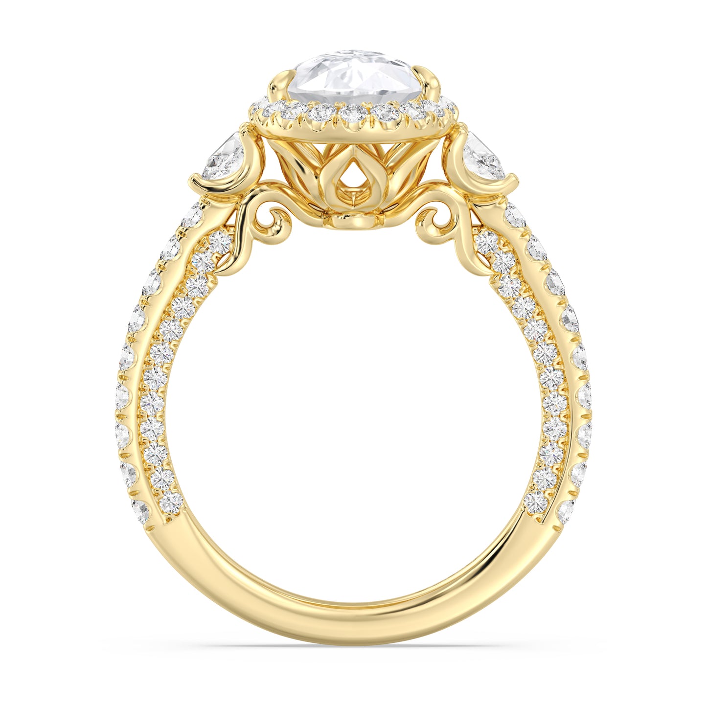 Enchanted Star Lab Grown Diamond And 14K Disney Princess Jasmine Three Stone Halo Engagement Ring