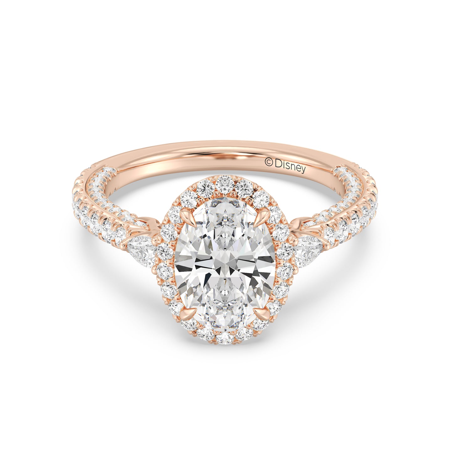 Enchanted Star Lab Grown Diamond And 14K Disney Princess Jasmine Three Stone Halo Engagement Ring