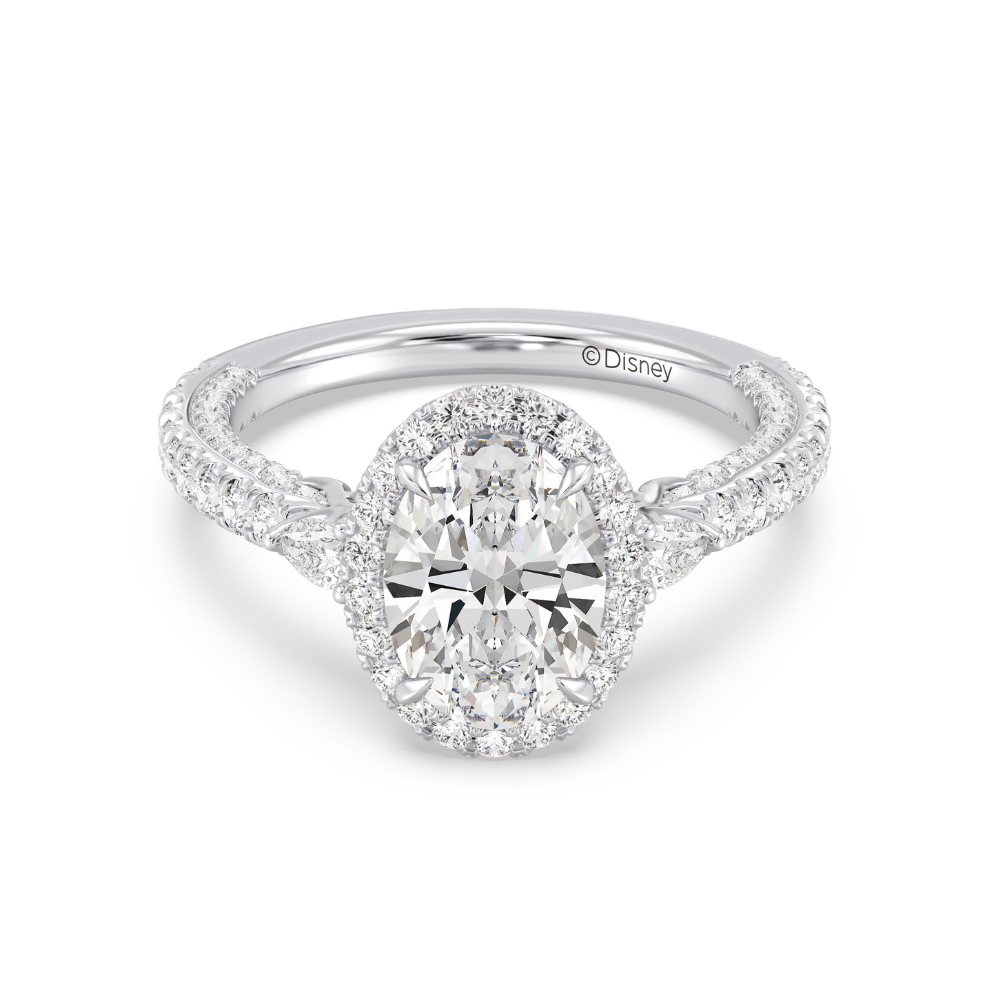 Enchanted Star Lab Grown Diamond And 14K Disney Princess Jasmine Three Stone Halo Engagement Ring
