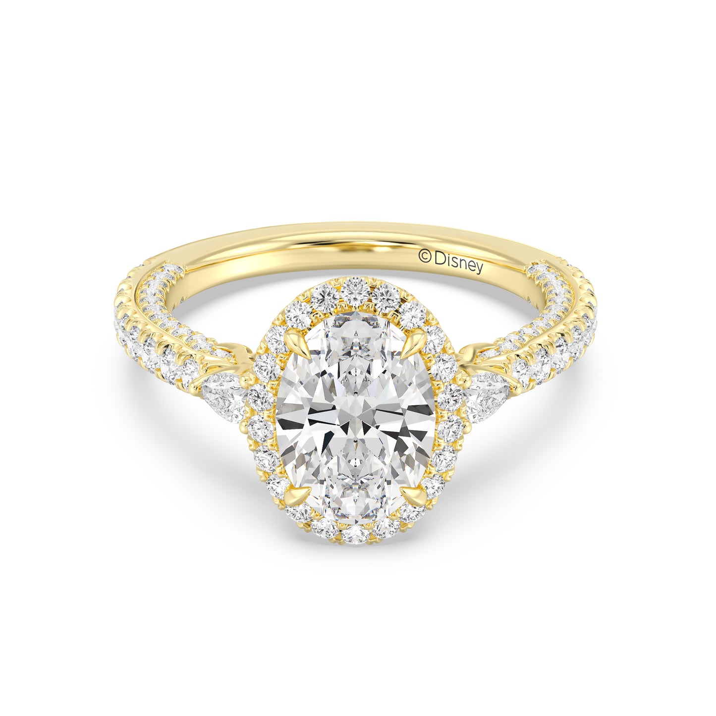 Enchanted Star Lab Grown Diamond And 14K Disney Princess Jasmine Three Stone Halo Engagement Ring