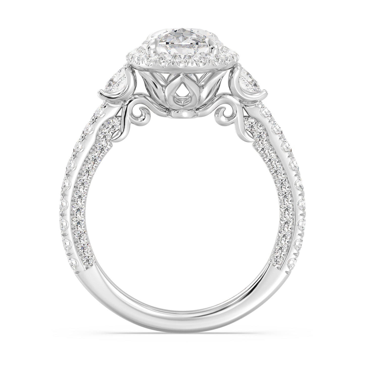 Enchanted Star Lab Grown Diamond And 14K Disney Princess Jasmine Three Stone Halo Engagement Ring