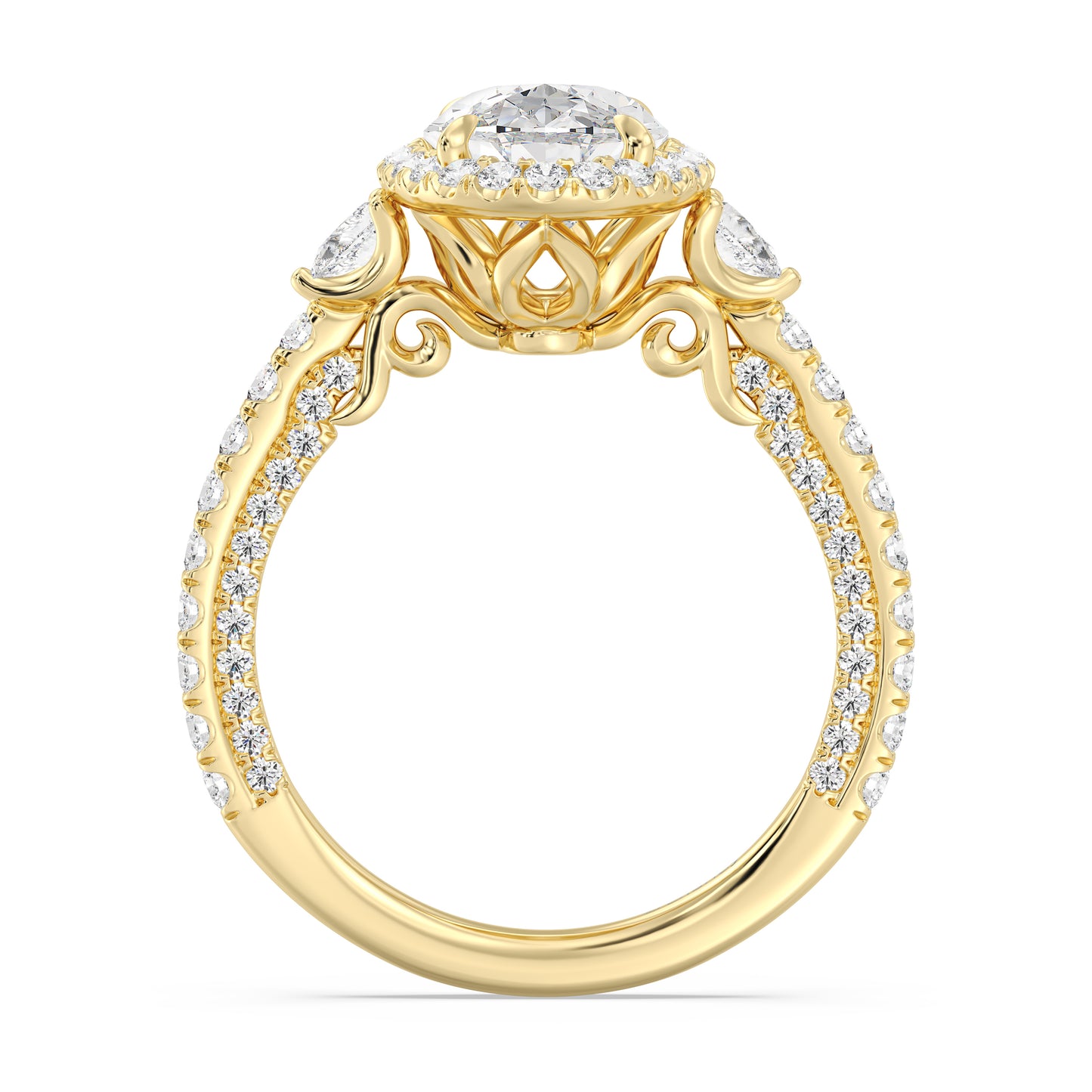 Enchanted Star Lab Grown Diamond And 14K Disney Princess Jasmine Three Stone Halo Engagement Ring