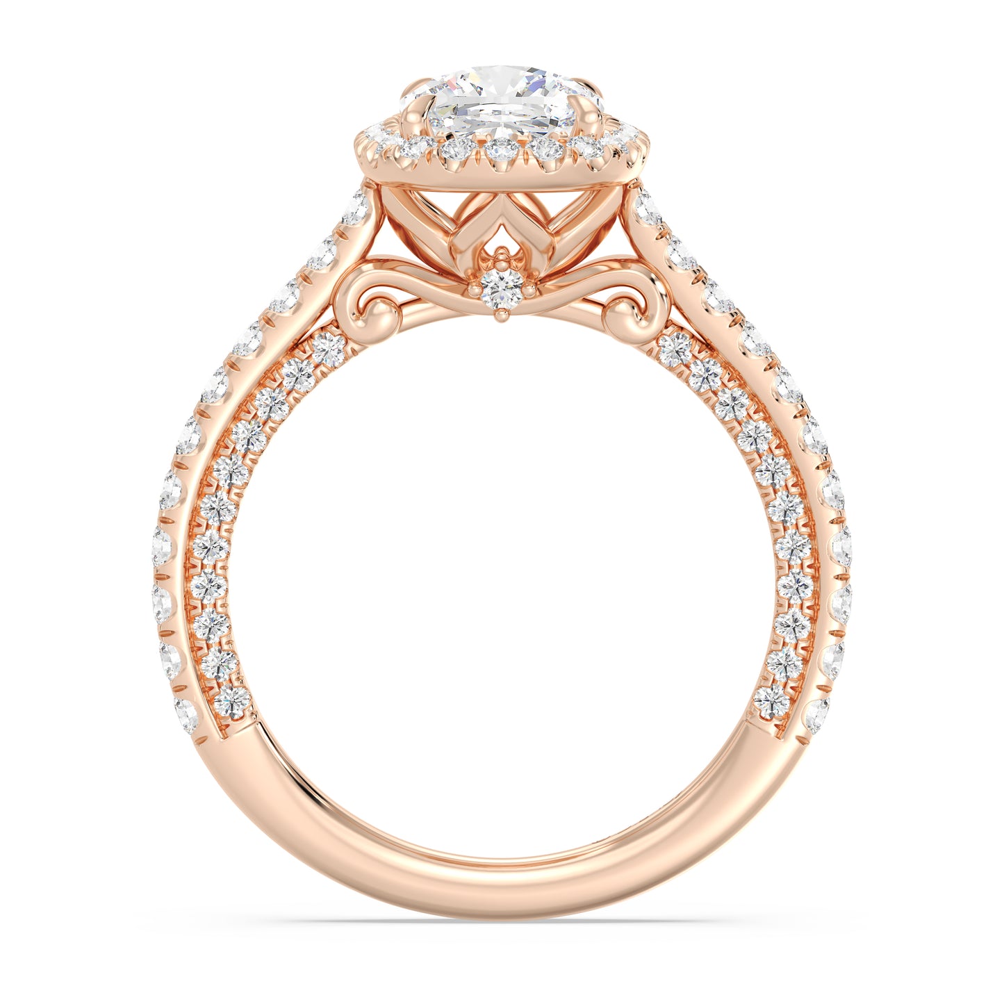Enchanted Star Lab Grown Diamond And 14K Gold Disney Princess Jasmine Cathedral Halo Engagement Ring