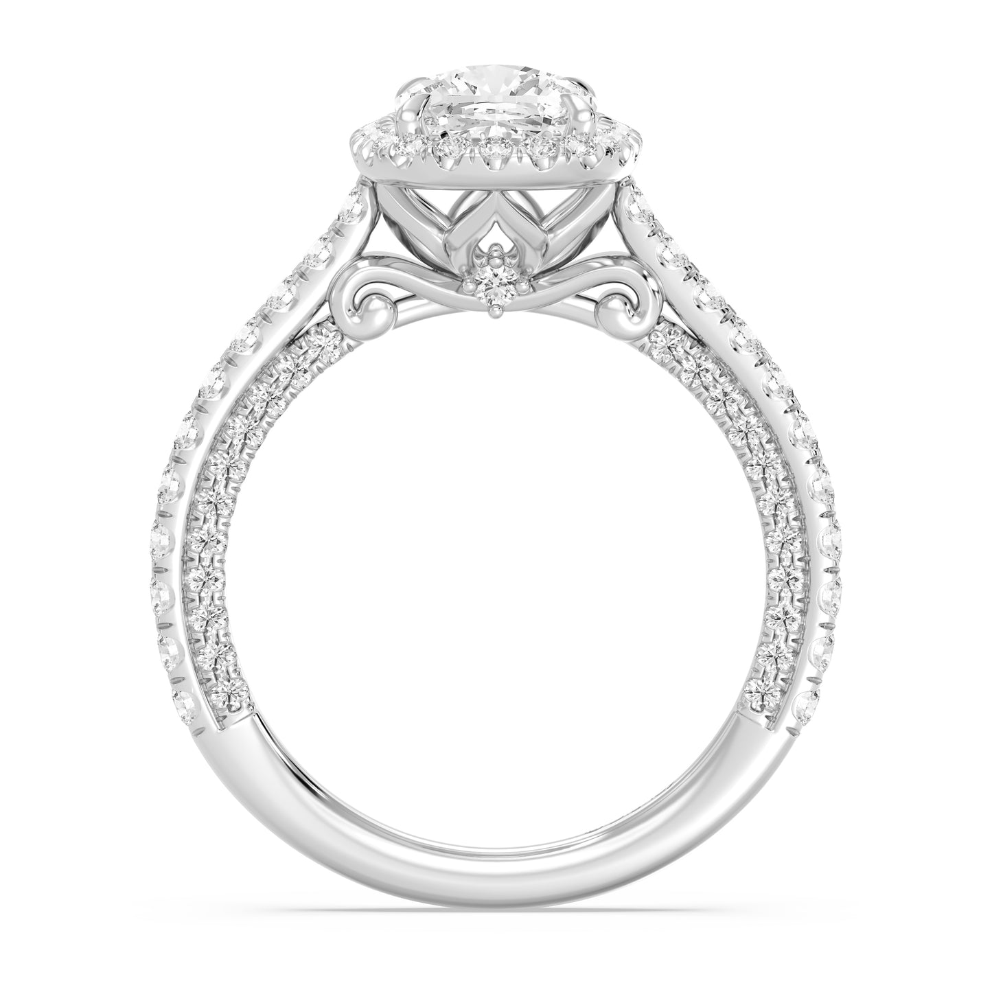 Enchanted Star Lab Grown Diamond And 14K Gold Disney Princess Jasmine Cathedral Halo Engagement Ring