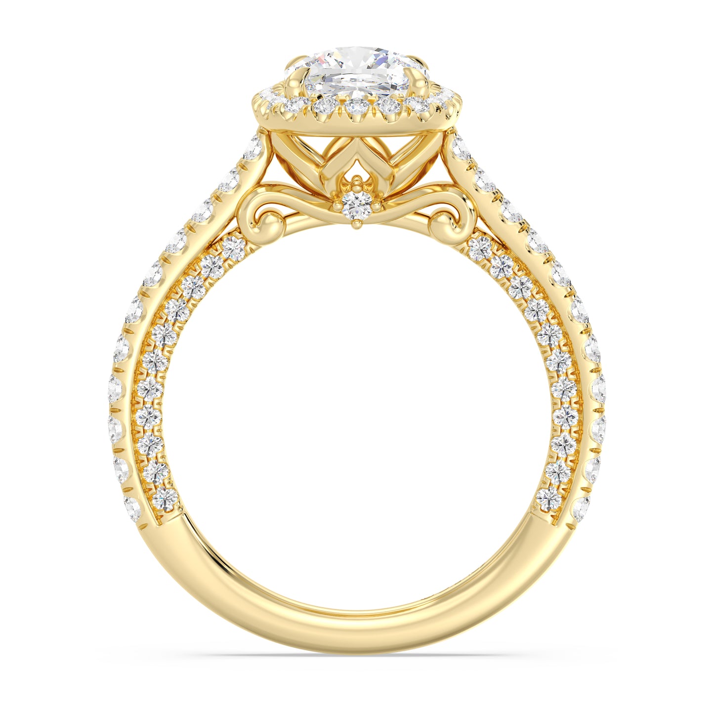 Enchanted Star Lab Grown Diamond And 14K Gold Disney Princess Jasmine Cathedral Halo Engagement Ring