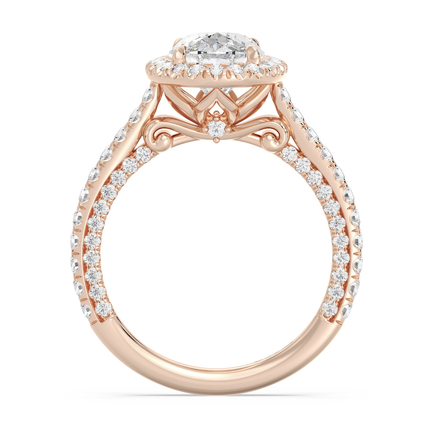 Enchanted Star Lab Grown Diamond And 14K Gold Disney Princess Jasmine Cathedral Halo Engagement Ring