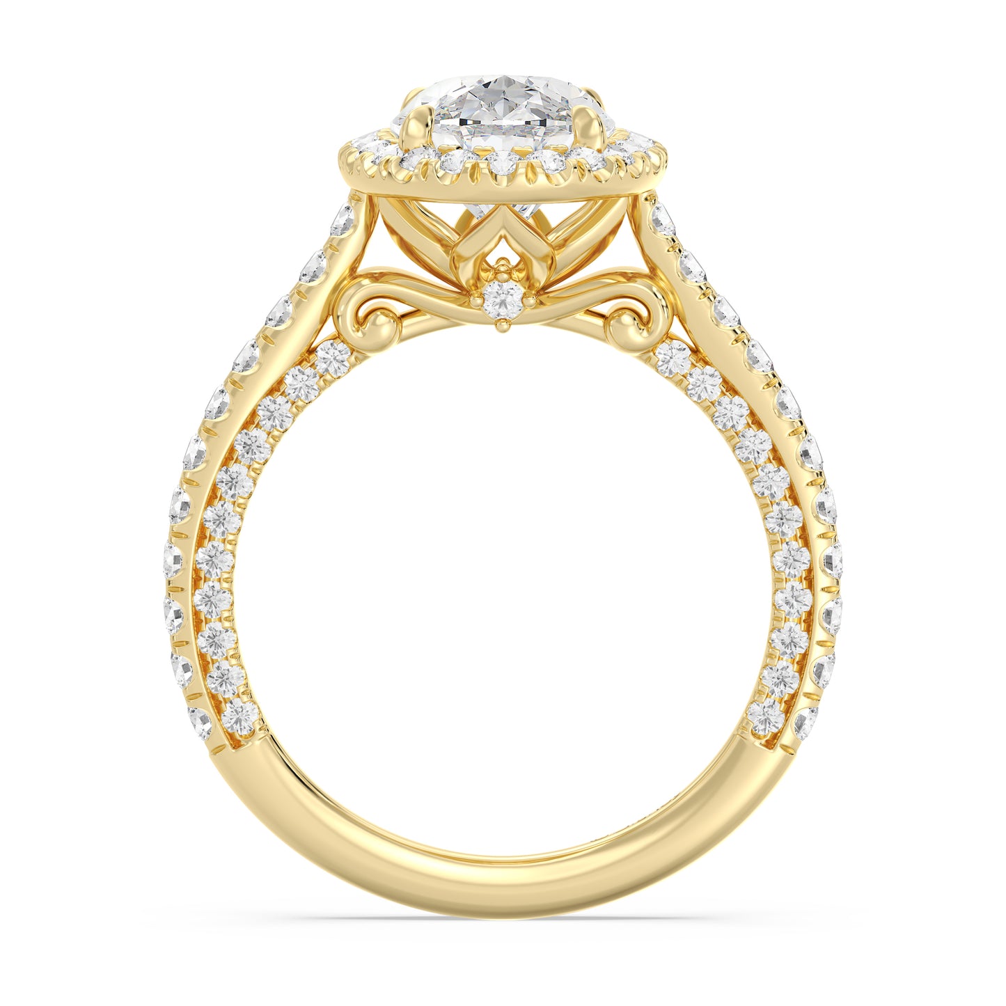 Enchanted Star Lab Grown Diamond And 14K Gold Disney Princess Jasmine Cathedral Halo Engagement Ring