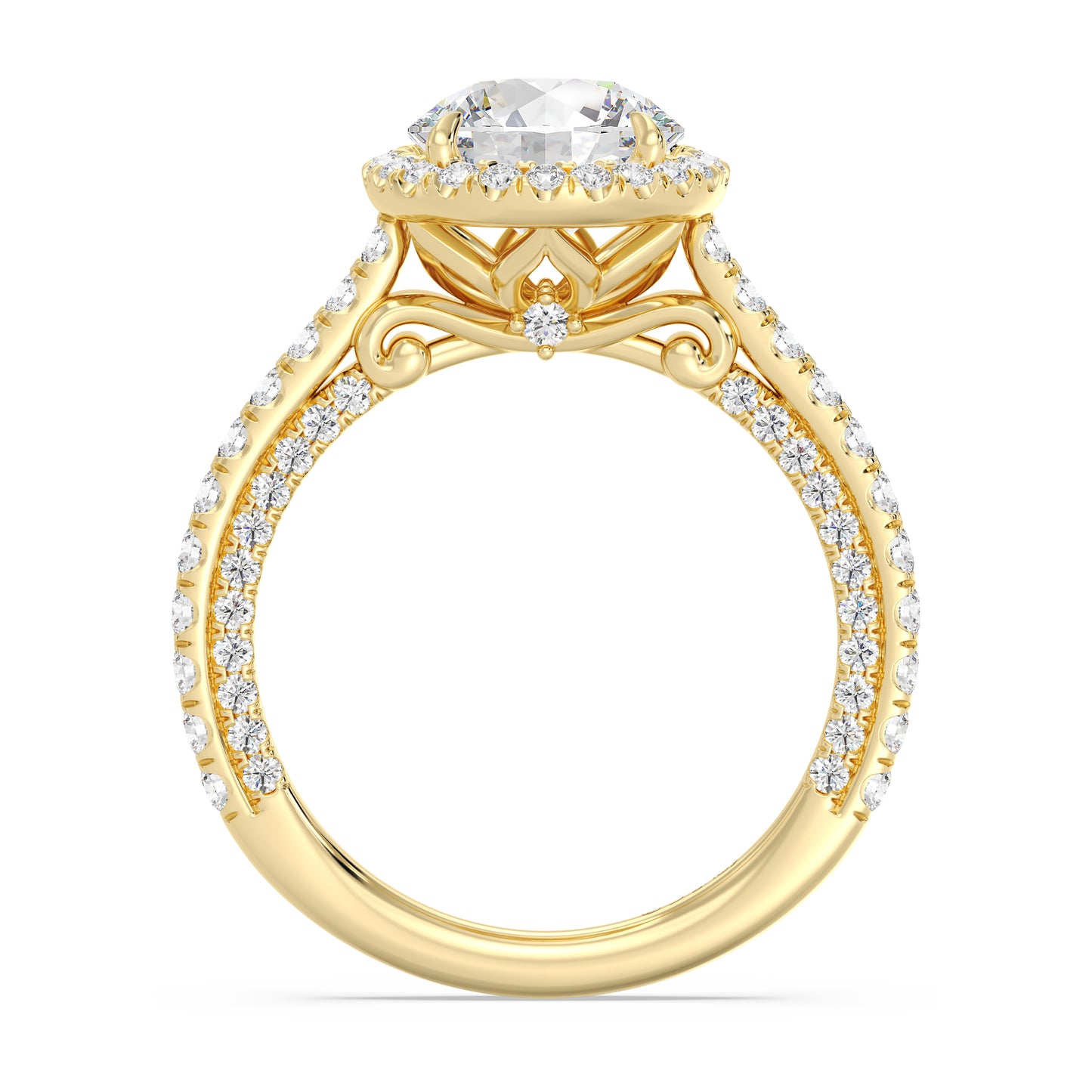 Enchanted Star Lab Grown Diamond And 14K Gold Disney Princess Jasmine Cathedral Halo Engagement Ring