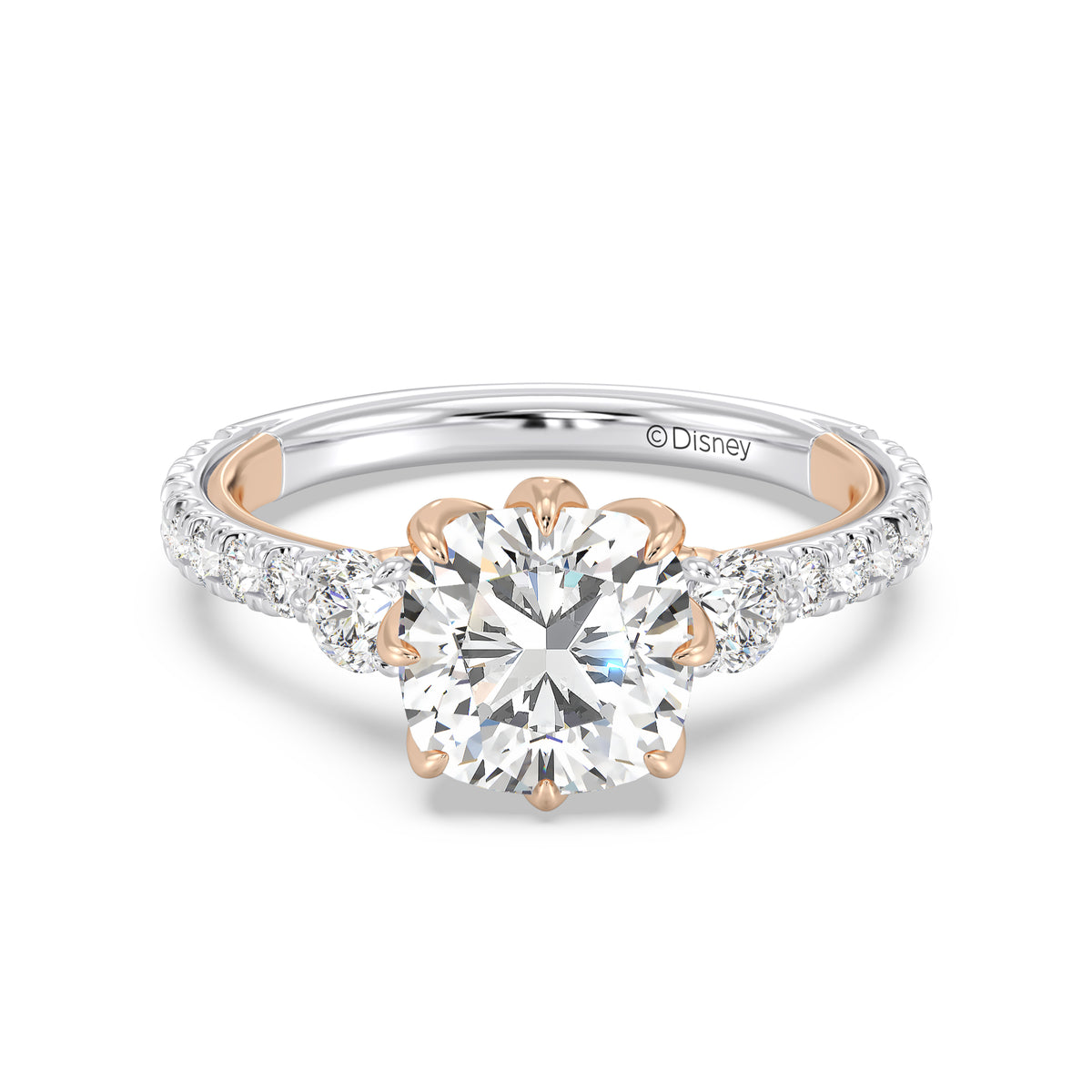 Enchanted Star Lab Grown Diamond And 14K Gold Disney Princess Jasmine Three Stone Lotus Engagement Ring