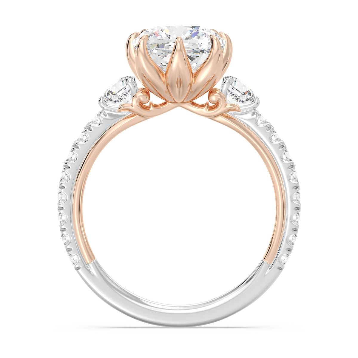 Enchanted Star Lab Grown Diamond And 14K Gold Disney Princess Jasmine Three Stone Lotus Engagement Ring