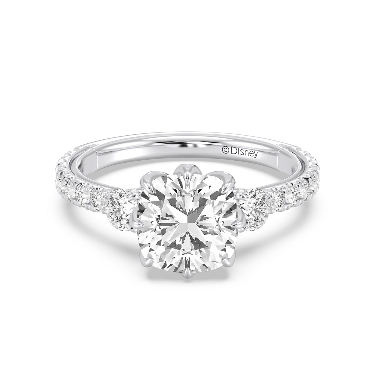 Enchanted Star Lab Grown Diamond And 14K Gold Disney Princess Jasmine Three Stone Lotus Engagement Ring