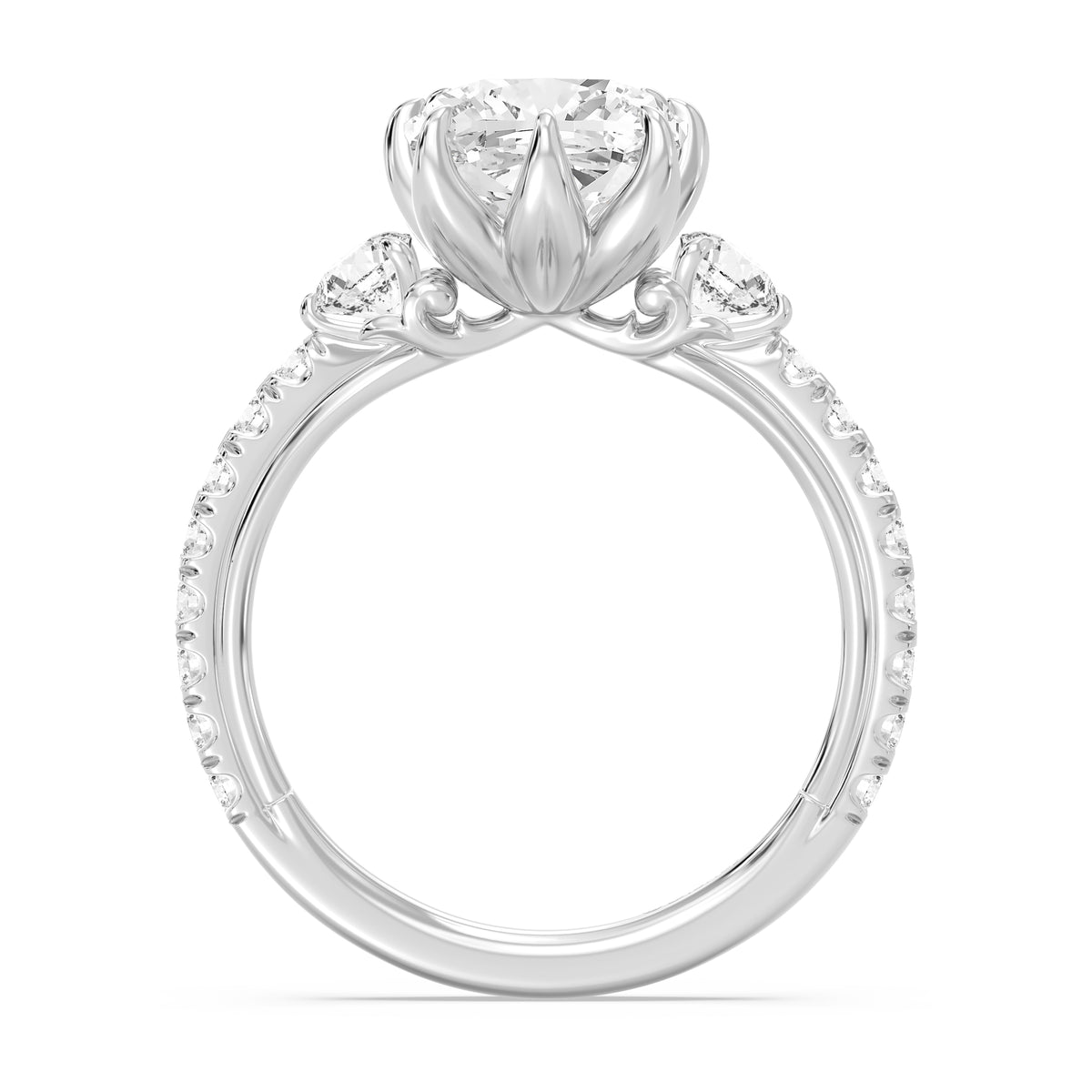 Enchanted Star Lab Grown Diamond And 14K Gold Disney Princess Jasmine Three Stone Lotus Engagement Ring
