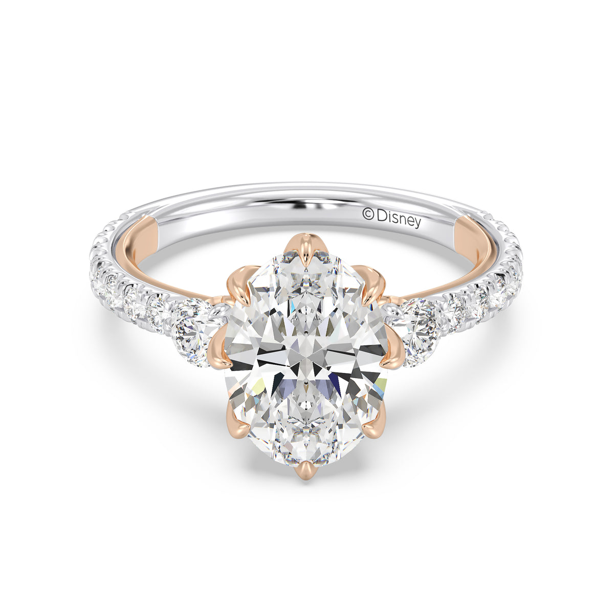 Enchanted Star Lab Grown Diamond And 14K Gold Disney Princess Jasmine Three Stone Lotus Engagement Ring