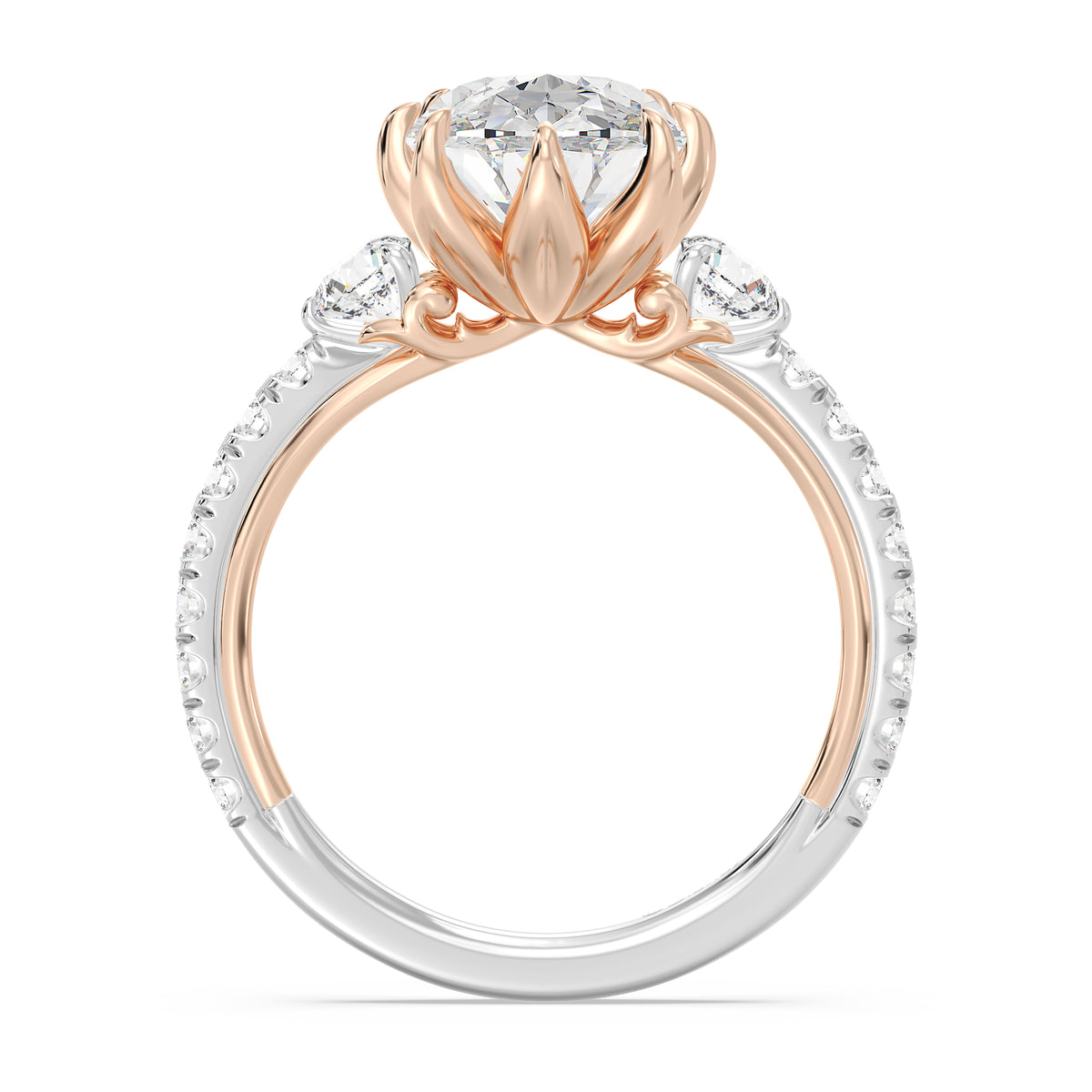 Enchanted Star Lab Grown Diamond And 14K Gold Disney Princess Jasmine Three Stone Lotus Engagement Ring