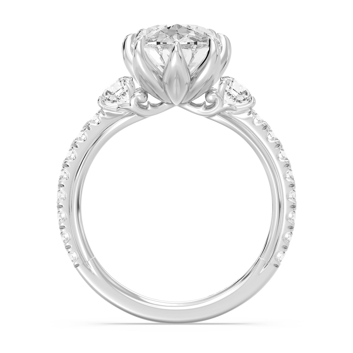 Enchanted Star Lab Grown Diamond And 14K Gold Disney Princess Jasmine Three Stone Lotus Engagement Ring