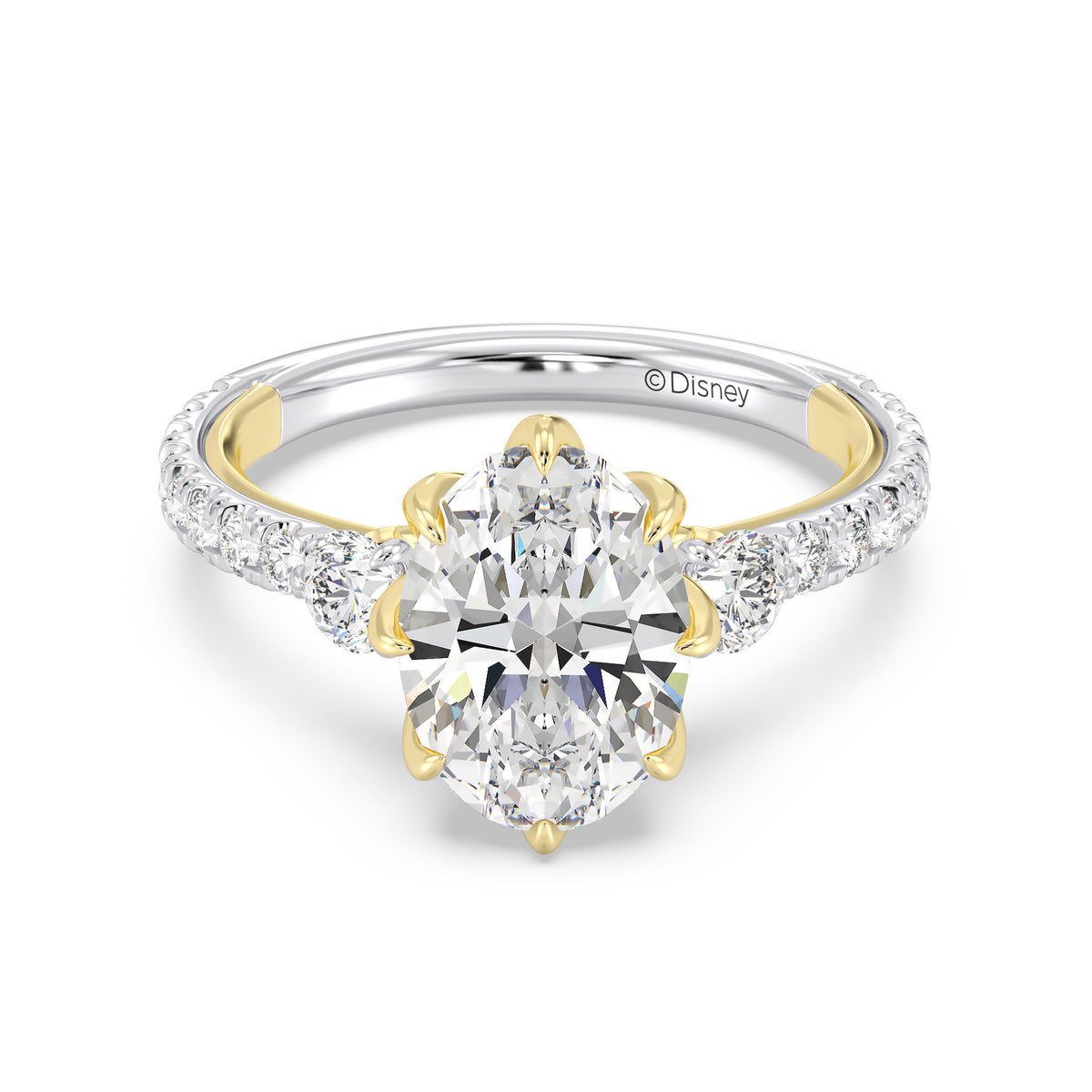 Enchanted Star Lab Grown Diamond And 14K Gold Disney Princess Jasmine Three Stone Lotus Engagement Ring