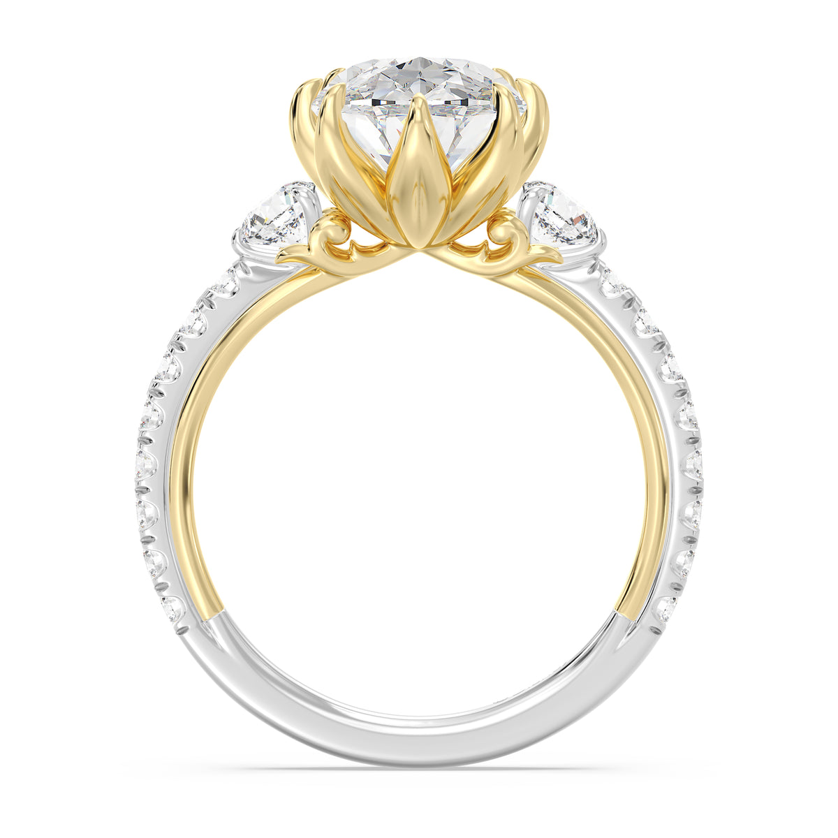 Enchanted Star Lab Grown Diamond And 14K Gold Disney Princess Jasmine Three Stone Lotus Engagement Ring