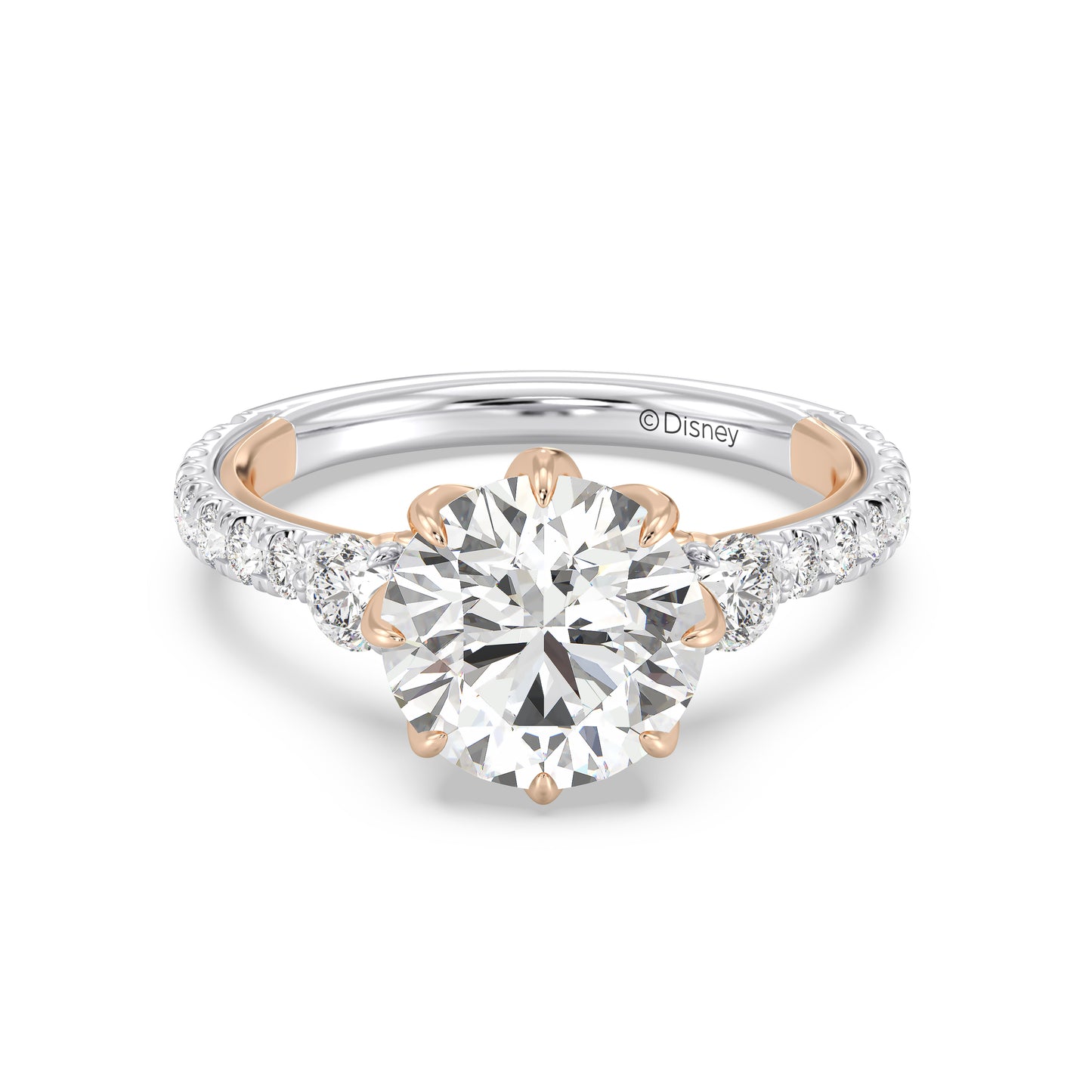 Enchanted Star Lab Grown Diamond And 14K Gold Disney Princess Jasmine Three Stone Lotus Engagement Ring