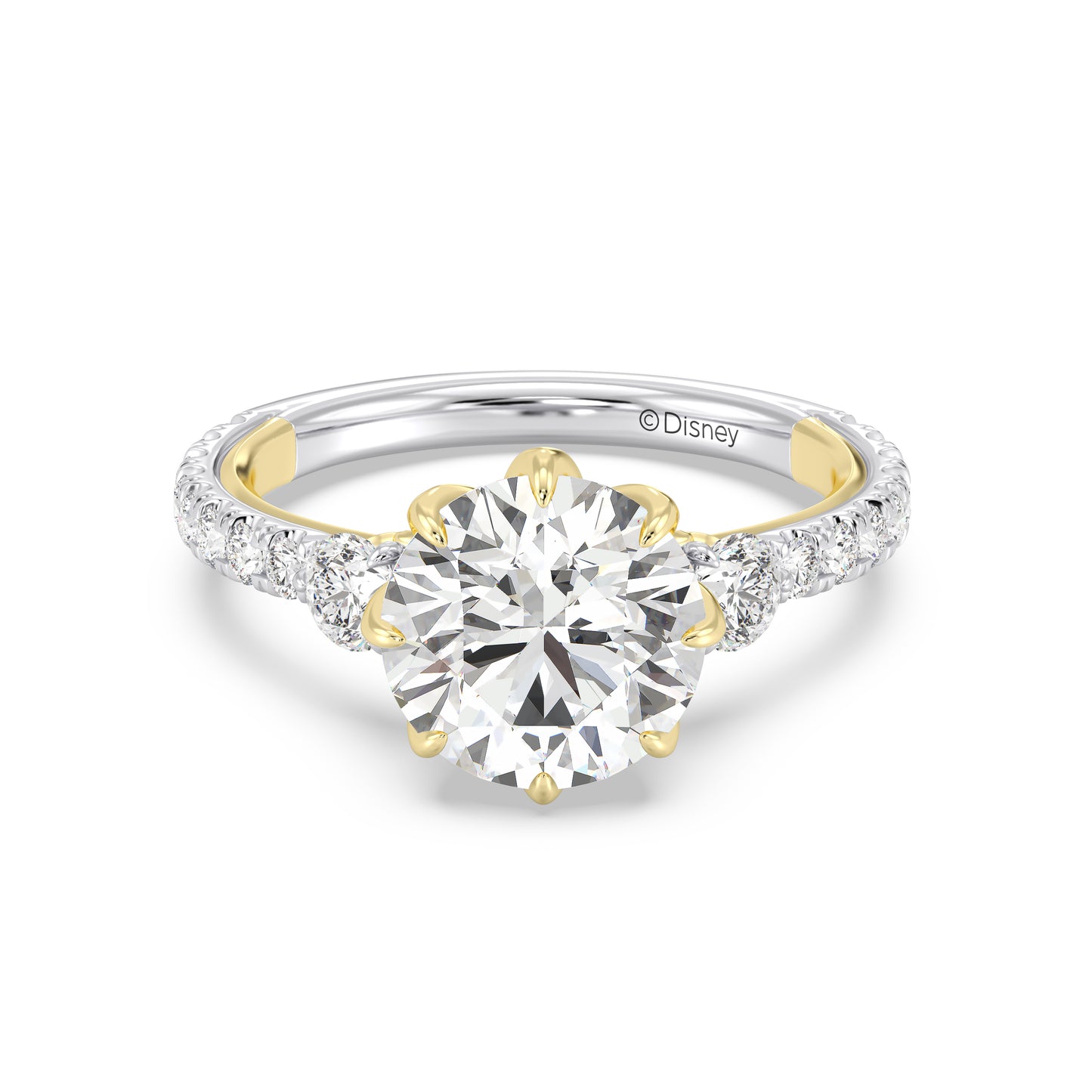 Enchanted Star Lab Grown Diamond And 14K Gold Disney Princess Jasmine Three Stone Lotus Engagement Ring