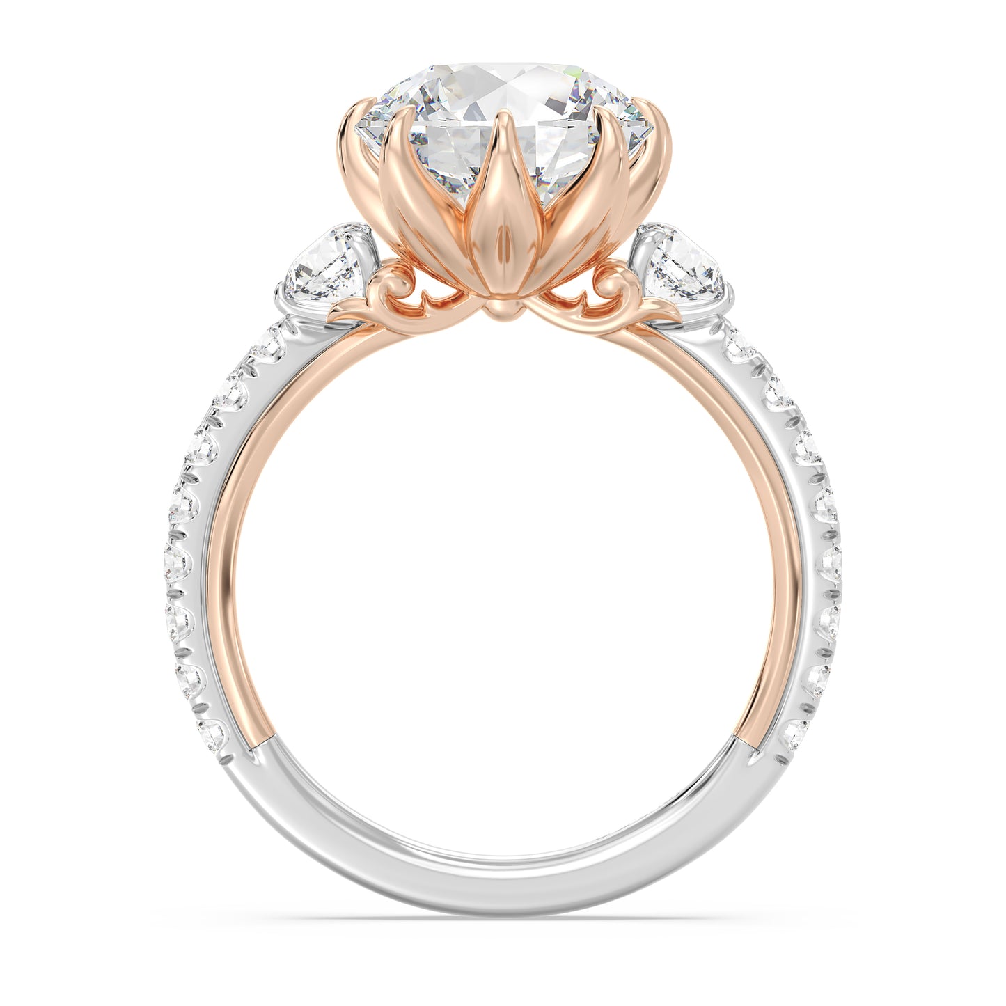 Enchanted Star Lab Grown Diamond And 14K Gold Disney Princess Jasmine Three Stone Lotus Engagement Ring
