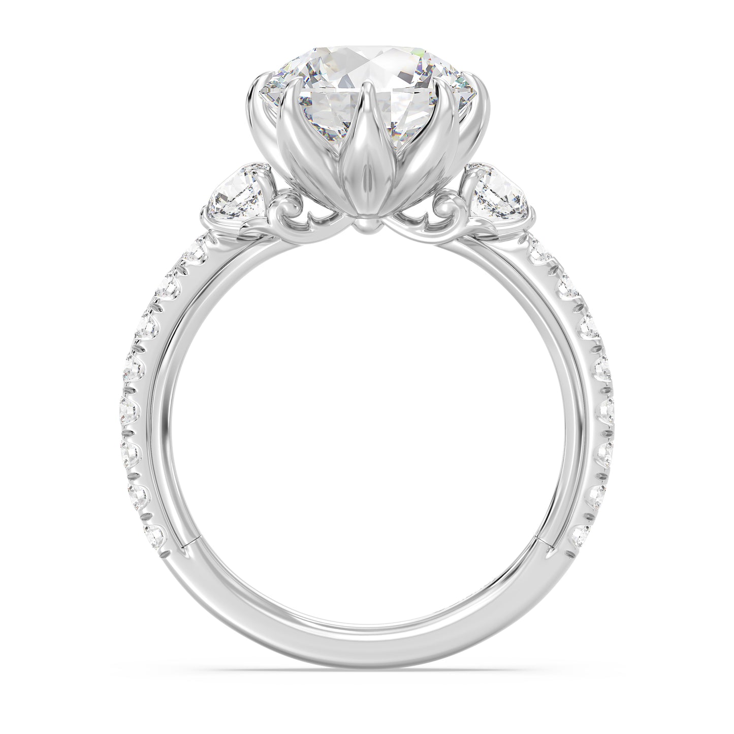 Enchanted Star Lab Grown Diamond And 14K Gold Disney Princess Jasmine Three Stone Lotus Engagement Ring