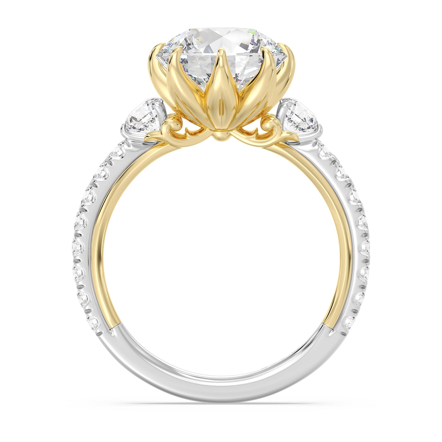 Enchanted Star Lab Grown Diamond And 14K Gold Disney Princess Jasmine Three Stone Lotus Engagement Ring
