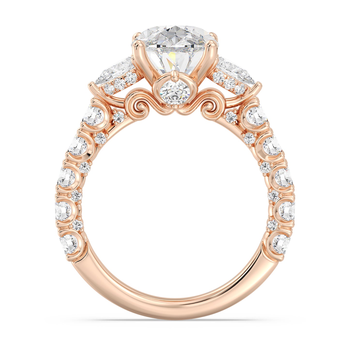 Enchanted Star Lab Grown Diamond And 14K Gold Disney Princess Cinderella Three Stone Carriage Engagement Ring