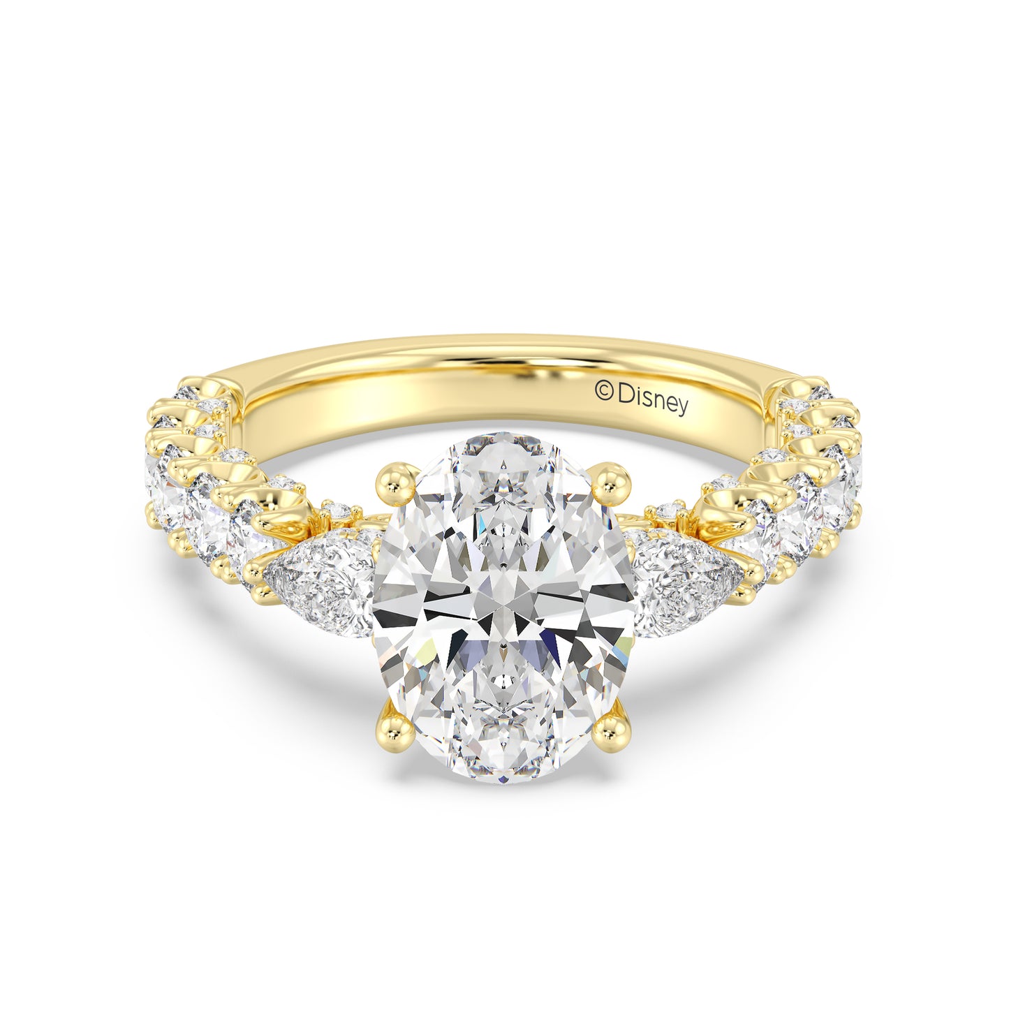 Enchanted Star Lab Grown Diamond And 14K Gold Disney Princess Cinderella Three Stone Carriage Engagement Ring