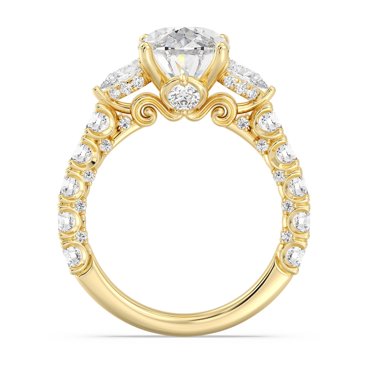 Enchanted Star Lab Grown Diamond And 14K Gold Disney Princess Cinderella Three Stone Carriage Engagement Ring