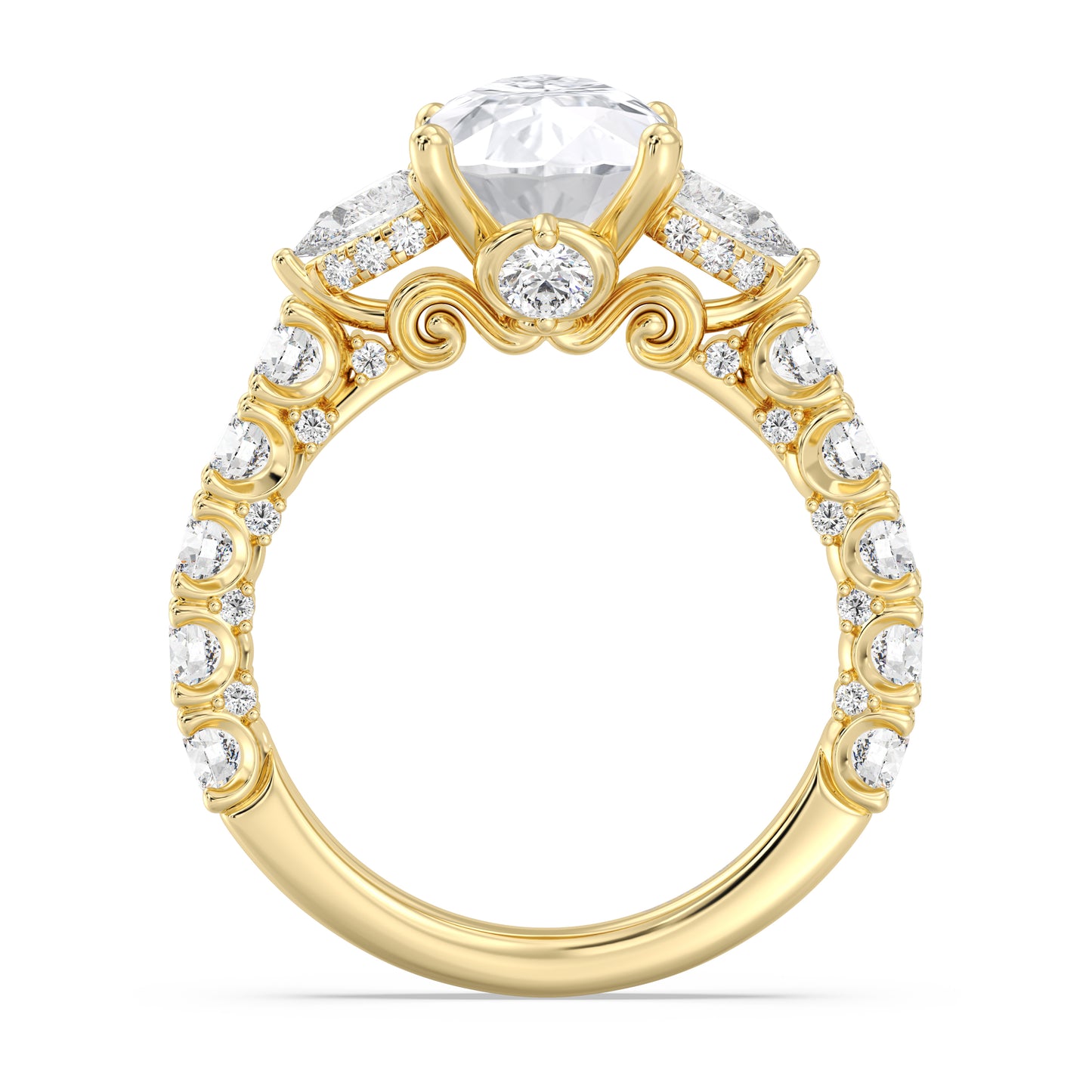 Enchanted Star Lab Grown Diamond And 14K Gold Disney Princess Cinderella Three Stone Carriage Engagement Ring
