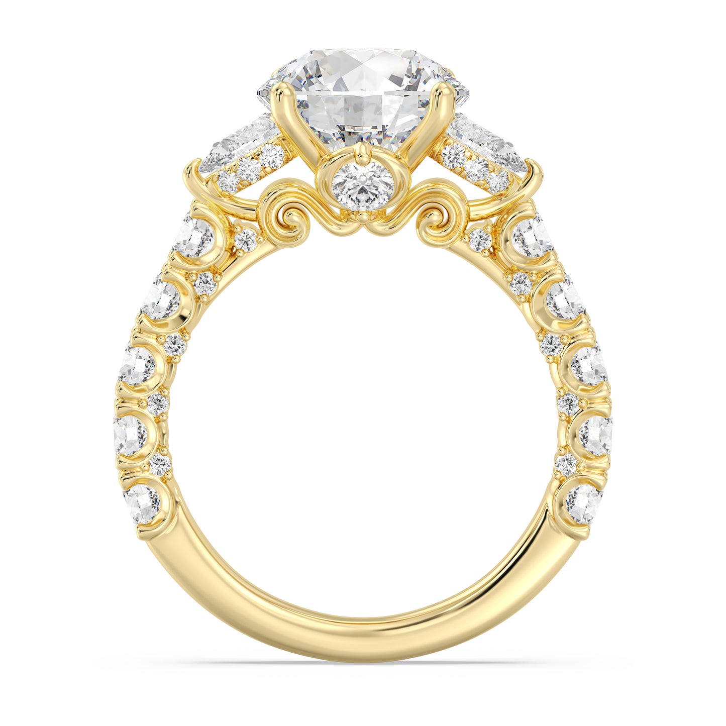 Enchanted Star Lab Grown Diamond And 14K Gold Disney Princess Cinderella Three Stone Carriage Engagement Ring