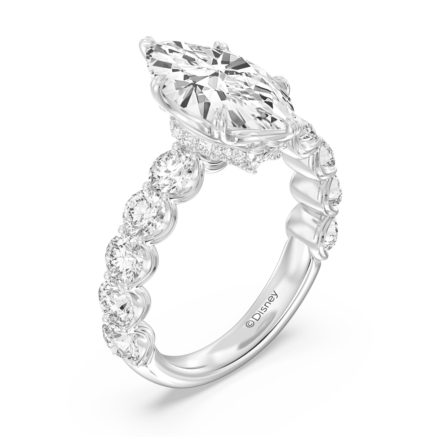 Enchanted Star Lab Grown Diamond And 14K Gold Disney Princess Belle Hidden Halo Engagement Ring