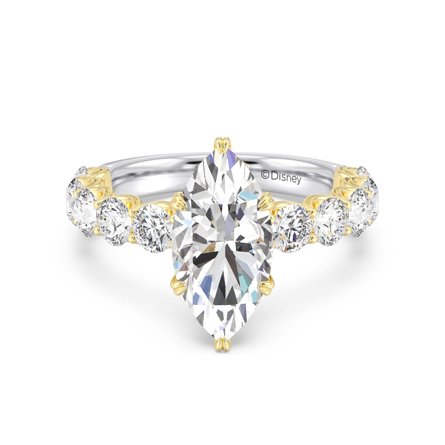 Enchanted Star Lab Grown Diamond And 14K Gold Disney Princess Belle Hidden Halo Engagement Ring