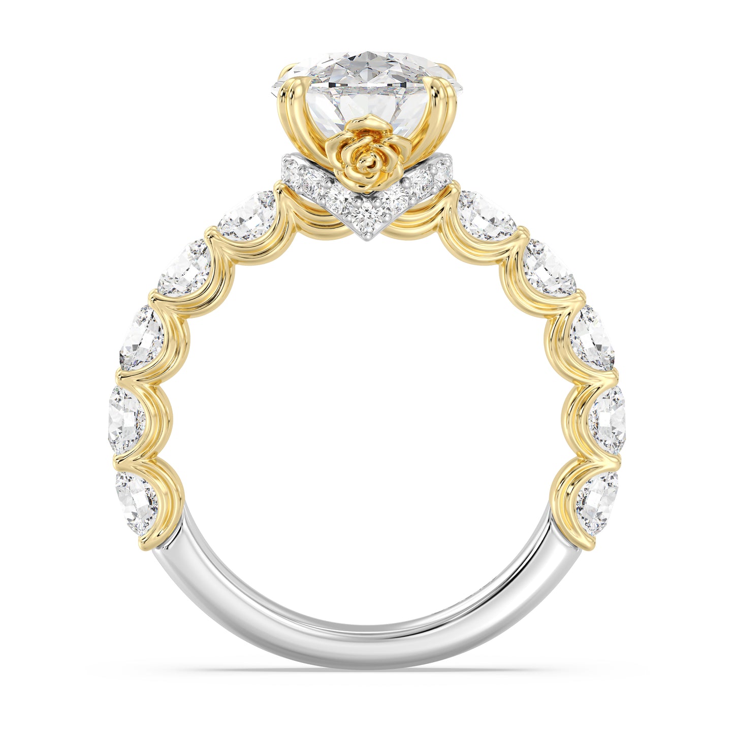 Enchanted Star Lab Grown Diamond And 14K Gold Disney Princess Belle Hidden Halo Engagement Ring