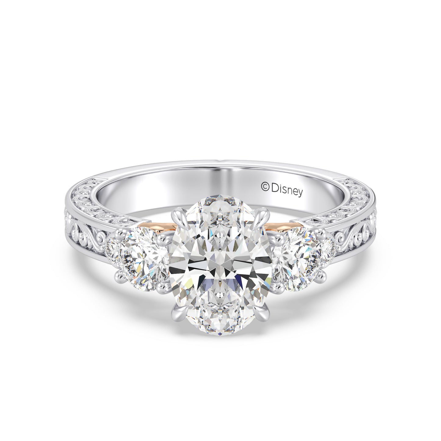 Enchanted Star Lab Grown Diamond And 14K Gold Disney Princess Rapunzel Vintage Round Three Stone Engagement Ring