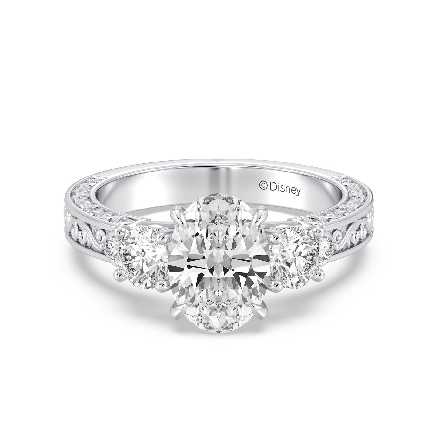 Enchanted Star Lab Grown Diamond And 14K Gold Disney Princess Rapunzel Vintage Round Three Stone Engagement Ring