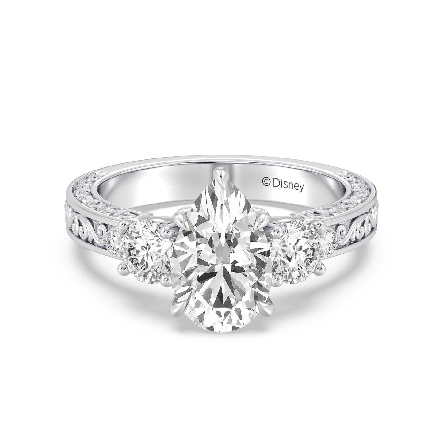 Enchanted Star Lab Grown Diamond And 14K Gold Disney Princess Rapunzel Vintage Round Three Stone Engagement Ring
