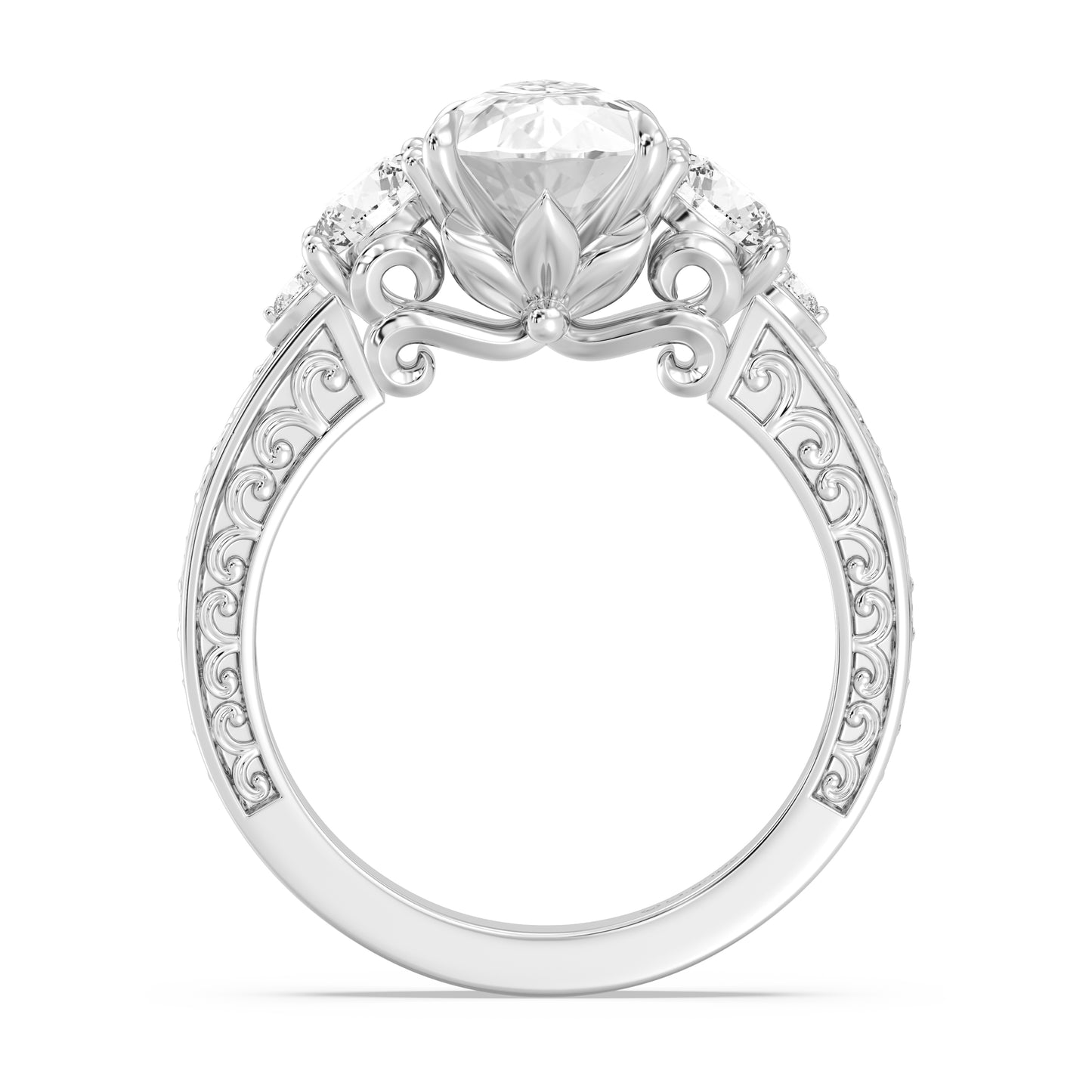 Enchanted Star Lab Grown Diamond And 14K Gold Disney Princess Rapunzel Vintage Round Three Stone Engagement Ring