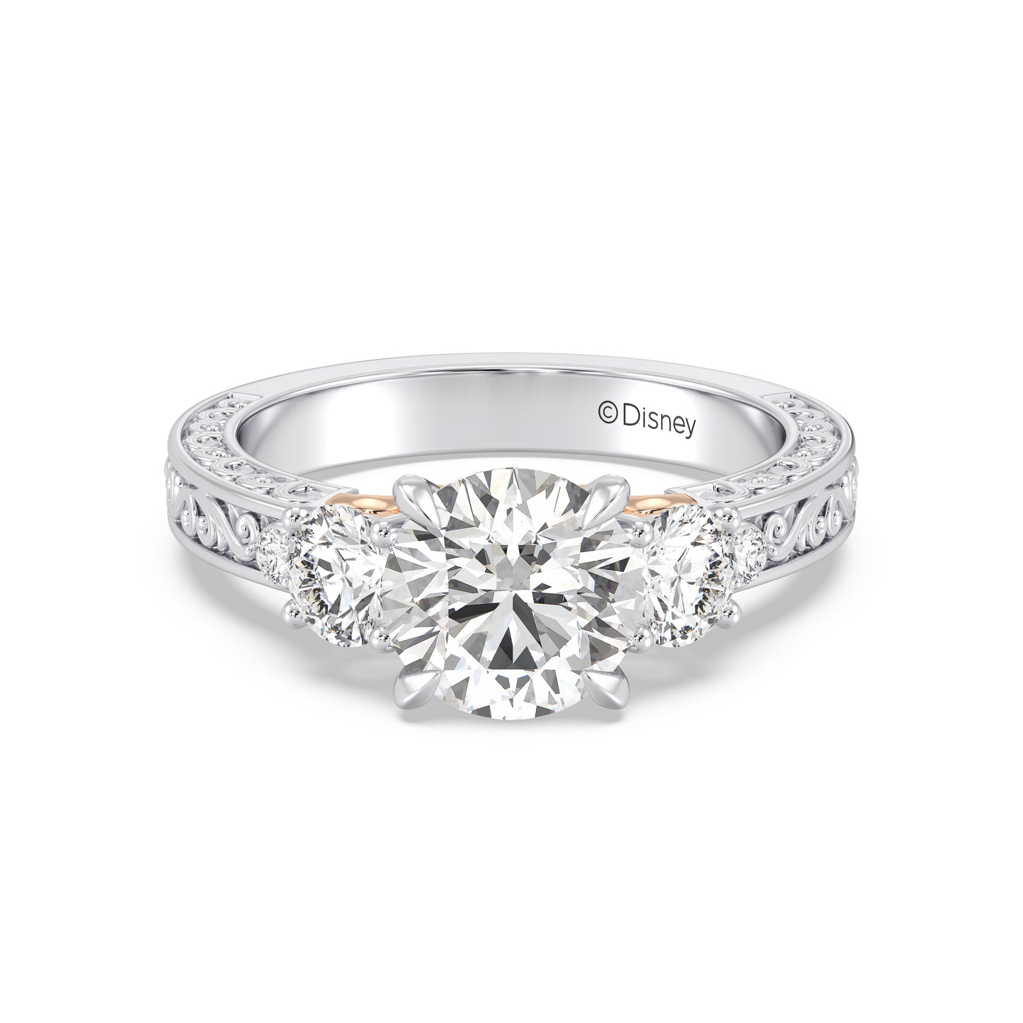 Enchanted Star Lab Grown Diamond And 14K Gold Disney Princess Rapunzel Vintage Round Three Stone Engagement Ring