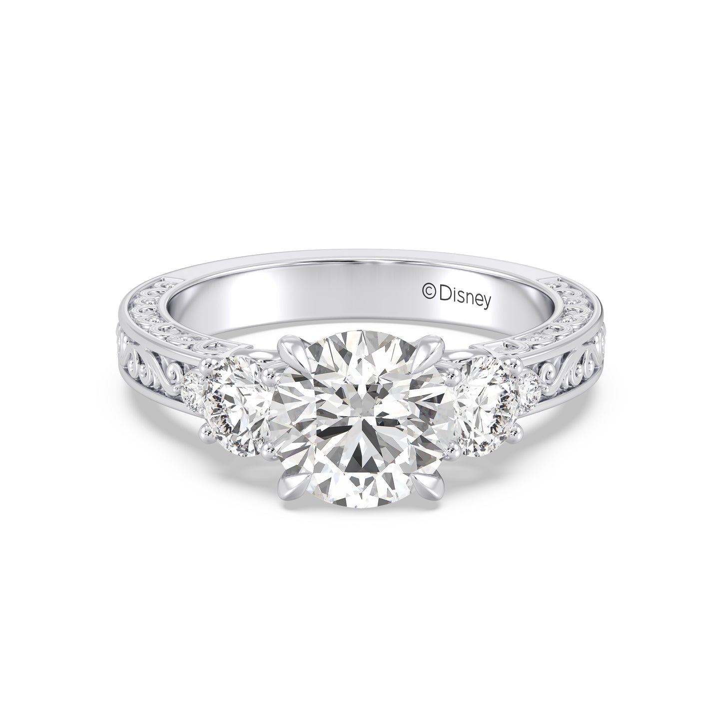 Enchanted Star Lab Grown Diamond And 14K Gold Disney Princess Rapunzel Vintage Round Three Stone Engagement Ring