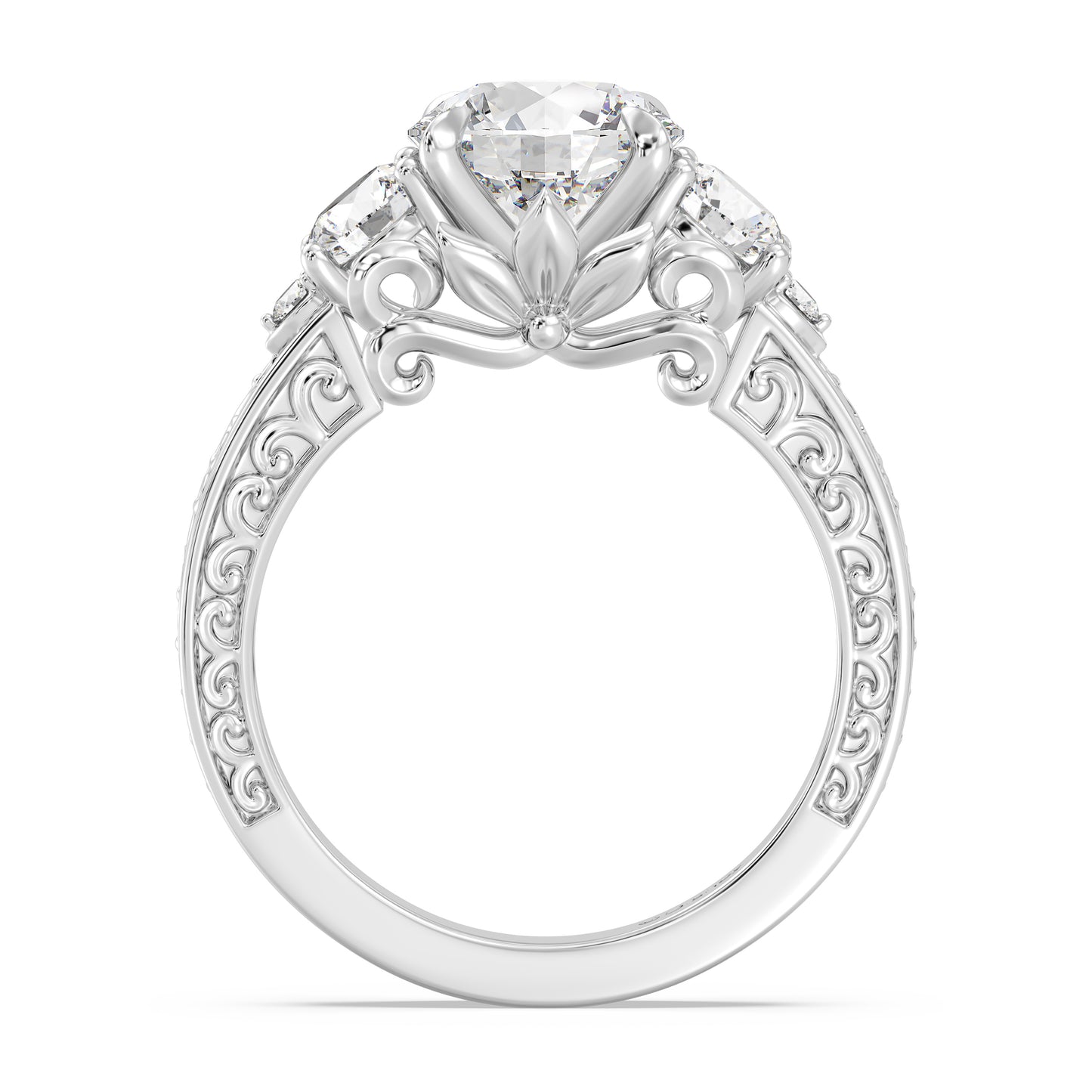 Enchanted Star Lab Grown Diamond And 14K Gold Disney Princess Rapunzel Vintage Round Three Stone Engagement Ring