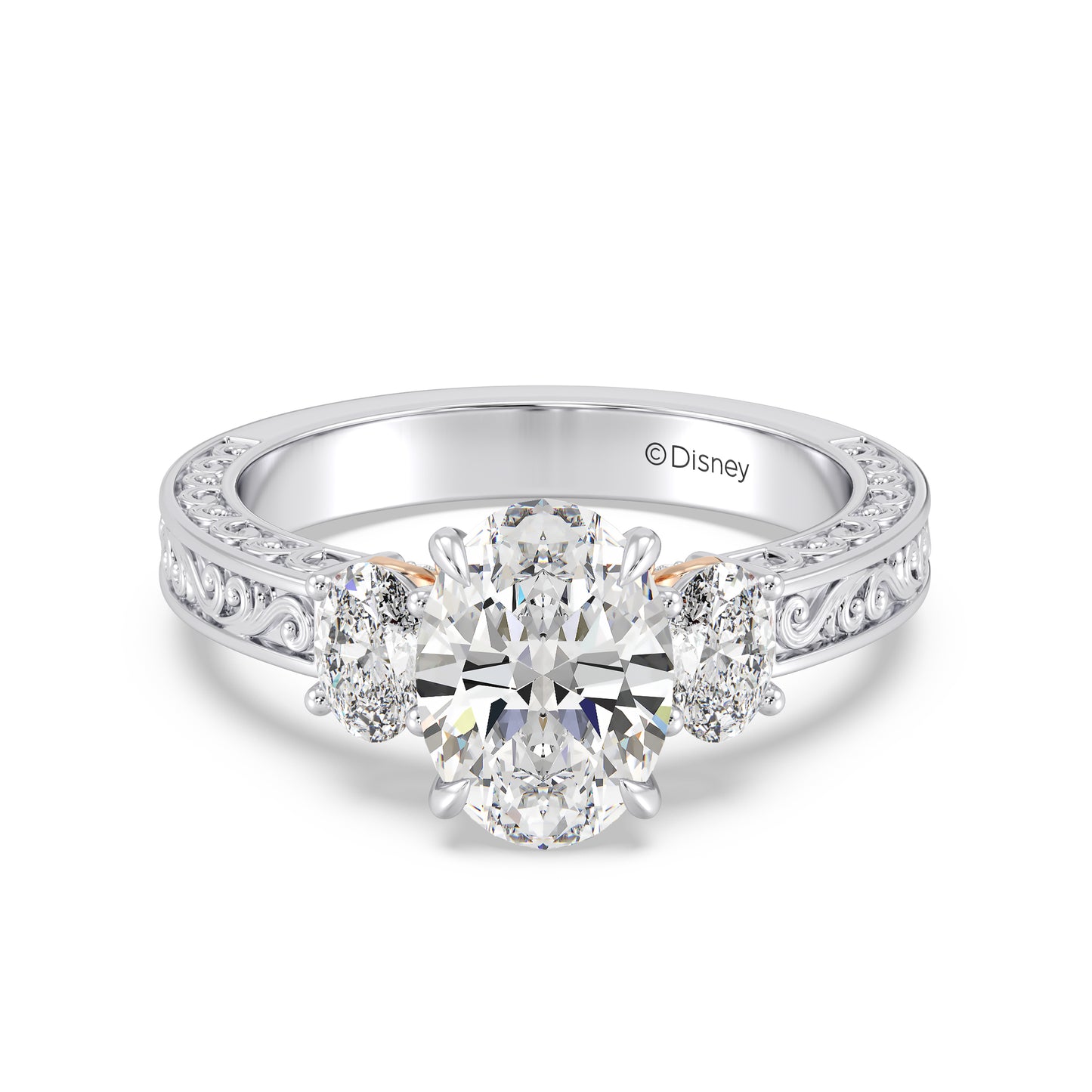 Enchanted Star Lab Grown Diamond And 14K Gold Disney Princess Rapunzel Vintage Oval Three Stone Engagement Ring