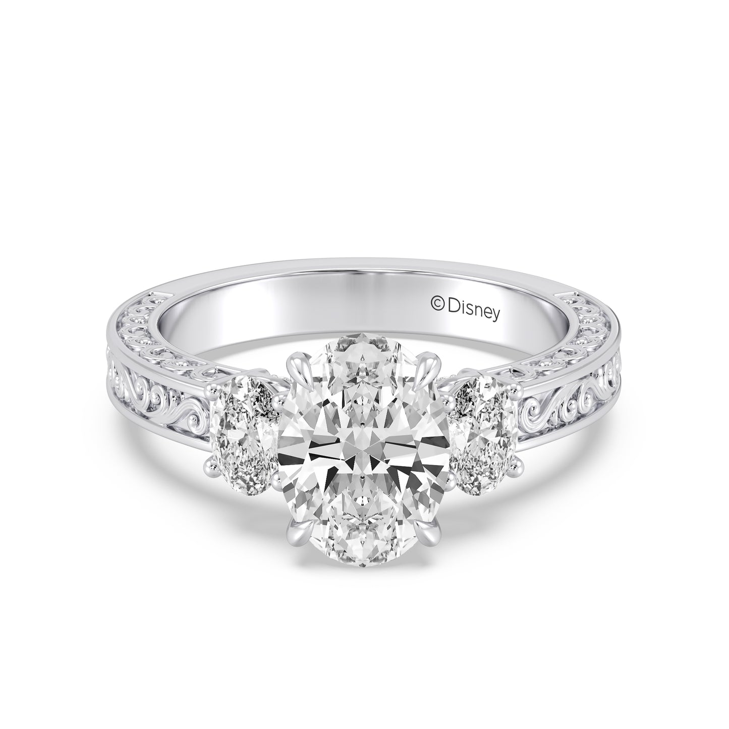 Enchanted Star Lab Grown Diamond And 14K Gold Disney Princess Rapunzel Vintage Oval Three Stone Engagement Ring