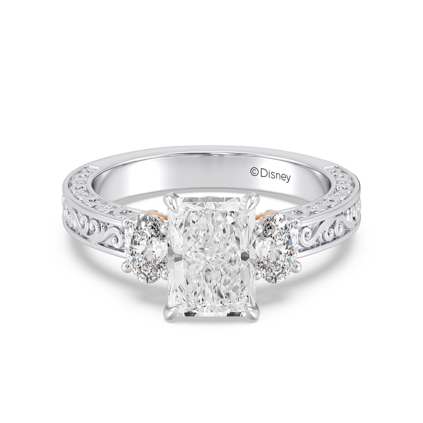 Enchanted Star Lab Grown Diamond And 14K Gold Disney Princess Rapunzel Vintage Oval Three Stone Engagement Ring