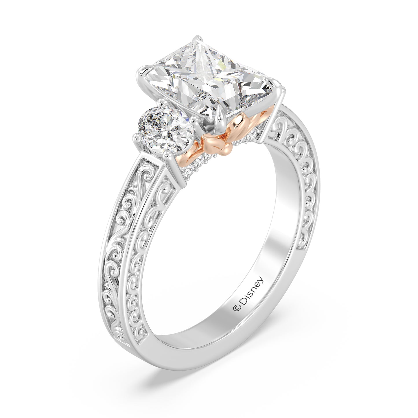 Enchanted Star Lab Grown Diamond And 14K Gold Disney Princess Rapunzel Vintage Oval Three Stone Engagement Ring